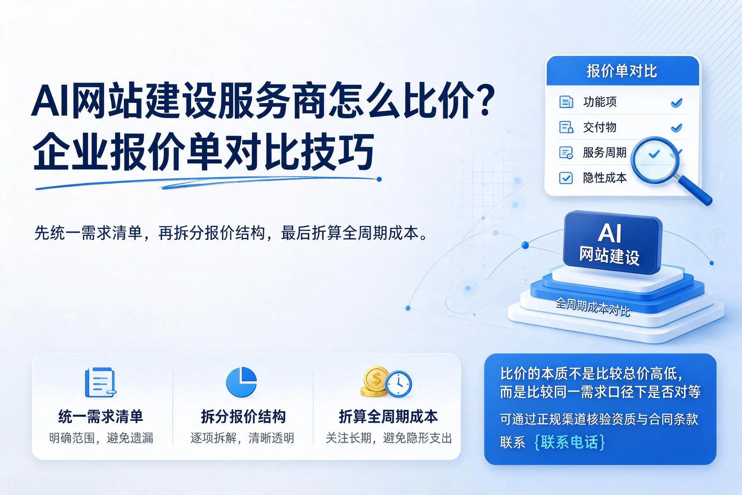 AI网站建设服务商怎么比价?甘南企业报价单对比技巧