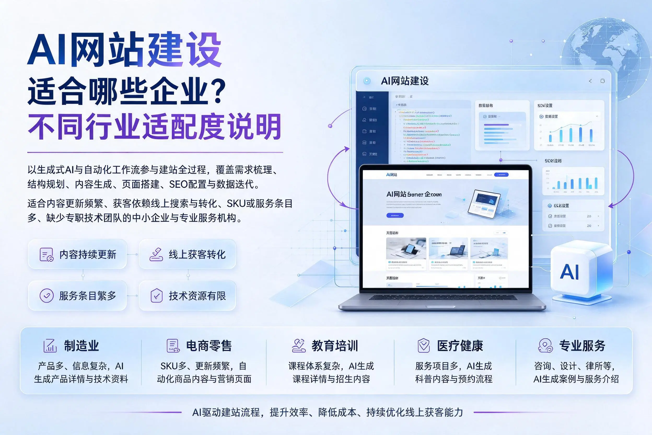 AI网站建设适合哪些企业？甘南不同行业适配度说明